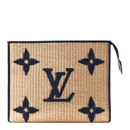 Louis Vuitton Raffia Calfskin Monogram Giant Toiletry Pouch 26 Blue 1 of 9