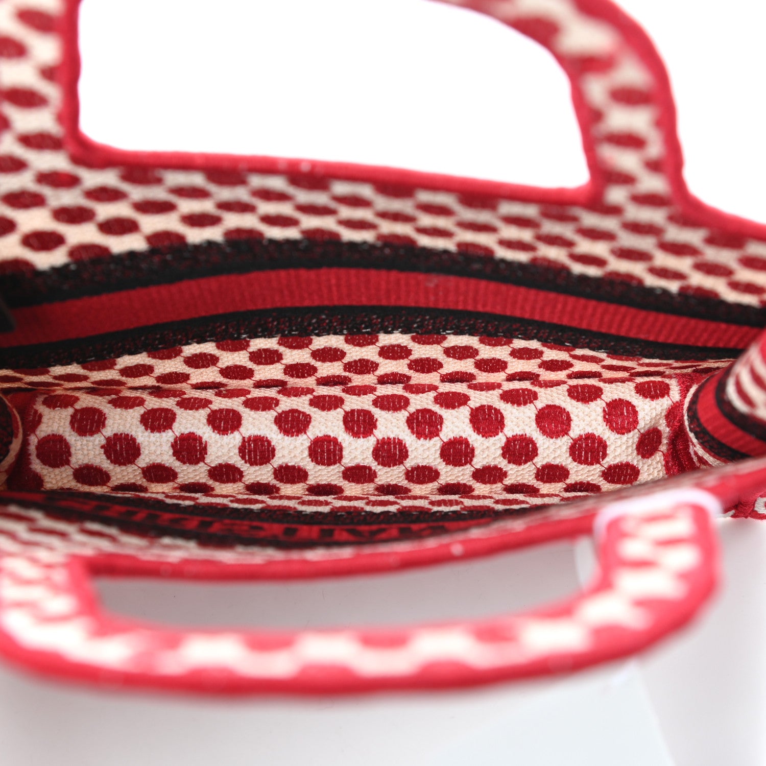 Christian Dior Canvas DiorAmour Dots Mini Book Tote Red 5 of 9