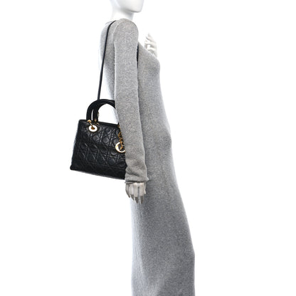 Christian Dior Lambskin Cannage Medium Lady Dior Black 2 of 10