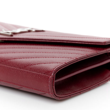 Saint Laurent Grain De Poudre Matelasse Chevron Monogram Chain Wallet Palissandre 10 of 11