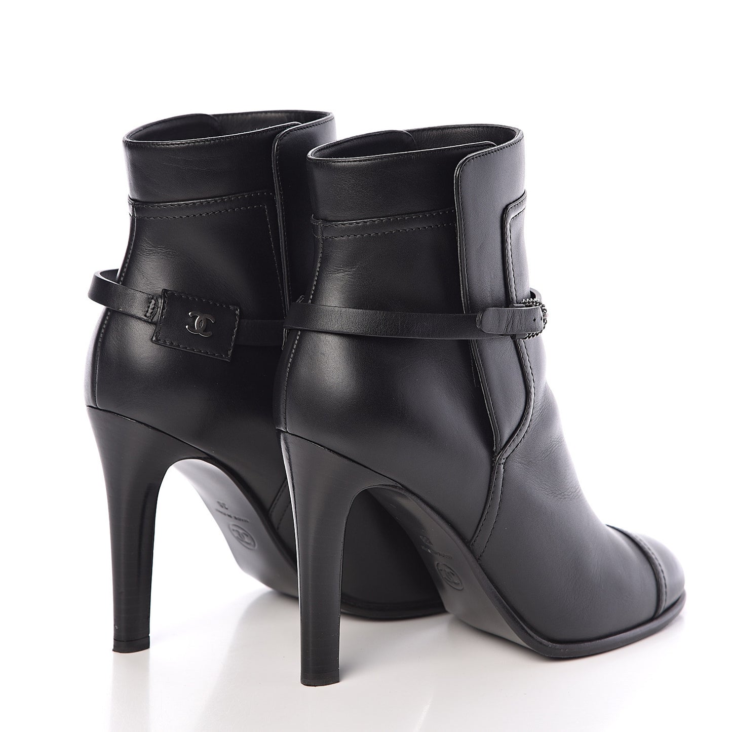 Calfskin CC Short Boots 38 Black