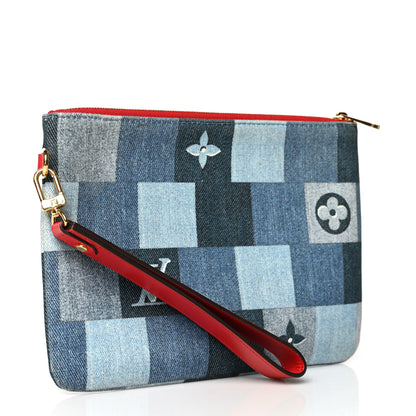 Louis Vuitton Denim Monogram Patchwork City Pouch Blue Rouge 3 of 7