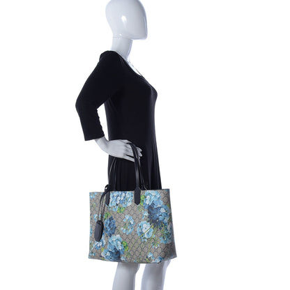 Gucci GG Supreme Monogram Blooms Medium Reversible Tote Beige Blue Navy 2 of 19