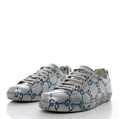 Gucci Miro Rubber Wax GucciGhost Print Mens New Ace Sneakers 10 Silver 3 of 12