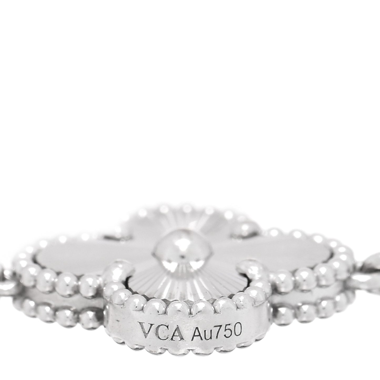 18K White Gold 5 Motifs Guilloche Vintage Alhambra Bracelet