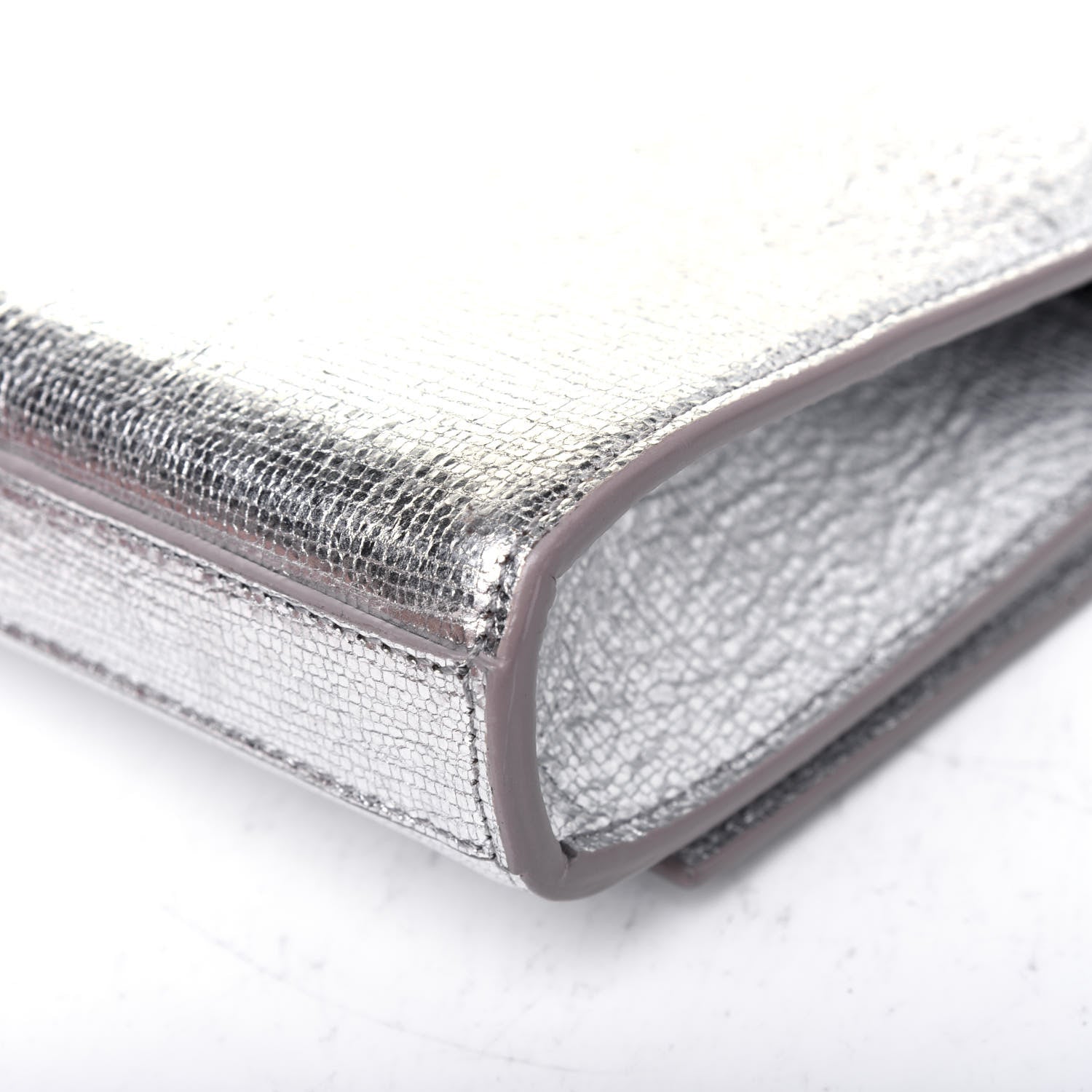 Saint Laurent Textured Metallic Calfskin Classic Monogram Cassandre Clutch Silver 13 of 15