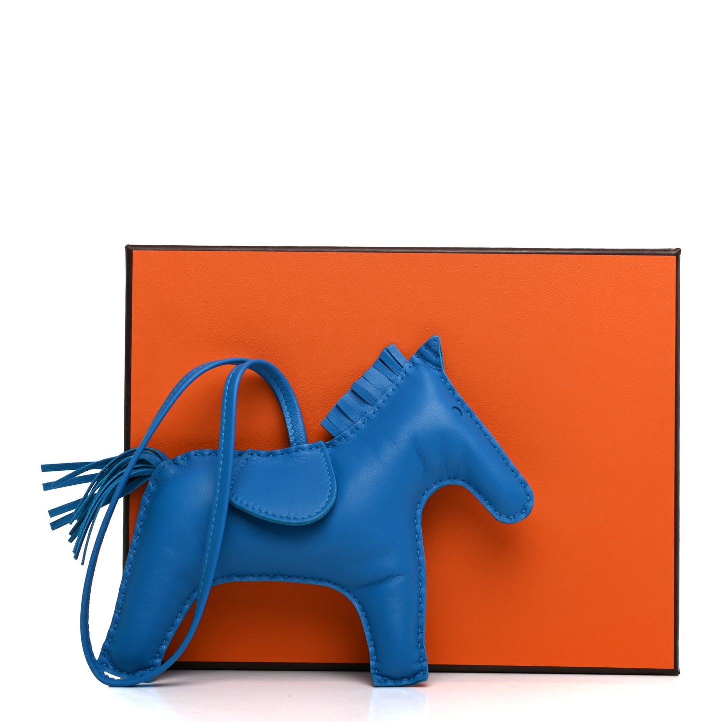 Milo Lambskin Grigri Rodeo Horse Bag Charm GM Bleu Zanzibar