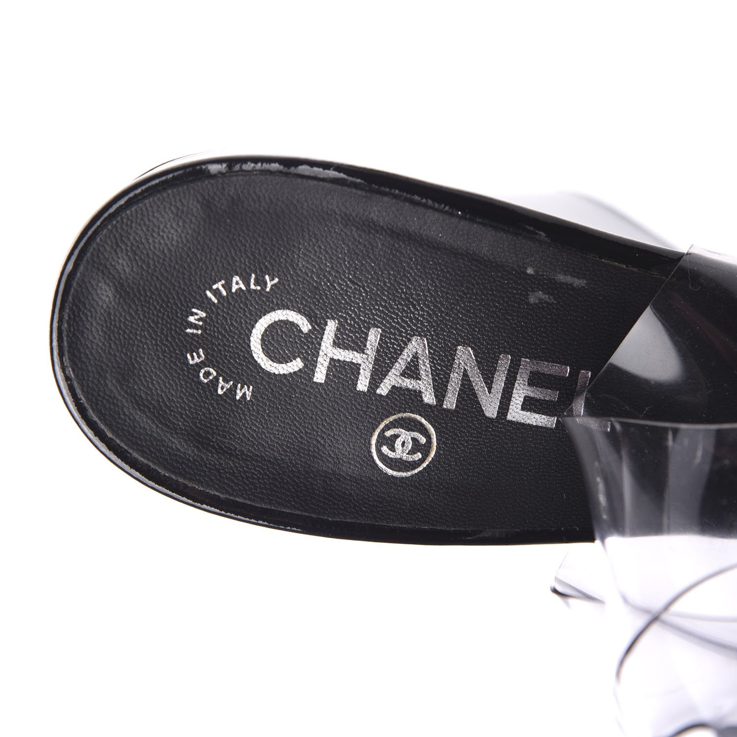 Chanel Patent PVC Peep Toe Wedge Sandals 40.5 Transparent Black 6 of 12