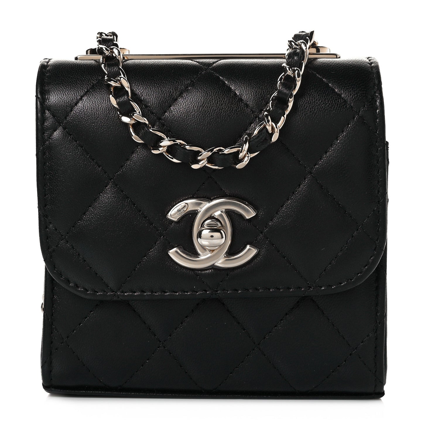 Lambskin Quilted Mini Trendy CC Chain Wallet Black