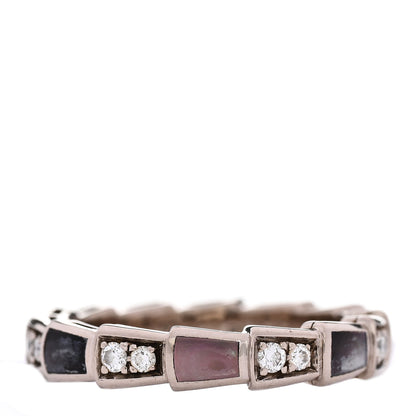 Bulgari 18K White Gold Diamond Gray Mother of Pearl Serpenti Viper Band Ring 52 6 1 of 5