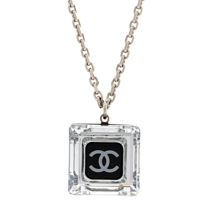 Chanel Resin Strass Geometric Square CC Necklace Black 4 of 6