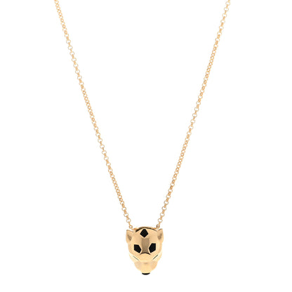 Cartier 18K Yellow Gold Tsavorite Onyx Panthere De Cartier Pendant Necklace 1 of 4