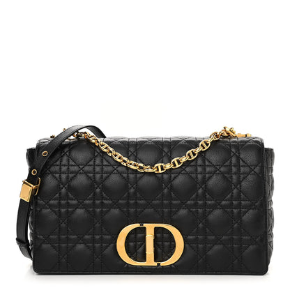 Christian Dior Grained Calfskin Cannage Large Caro Bag Black 1 of 13