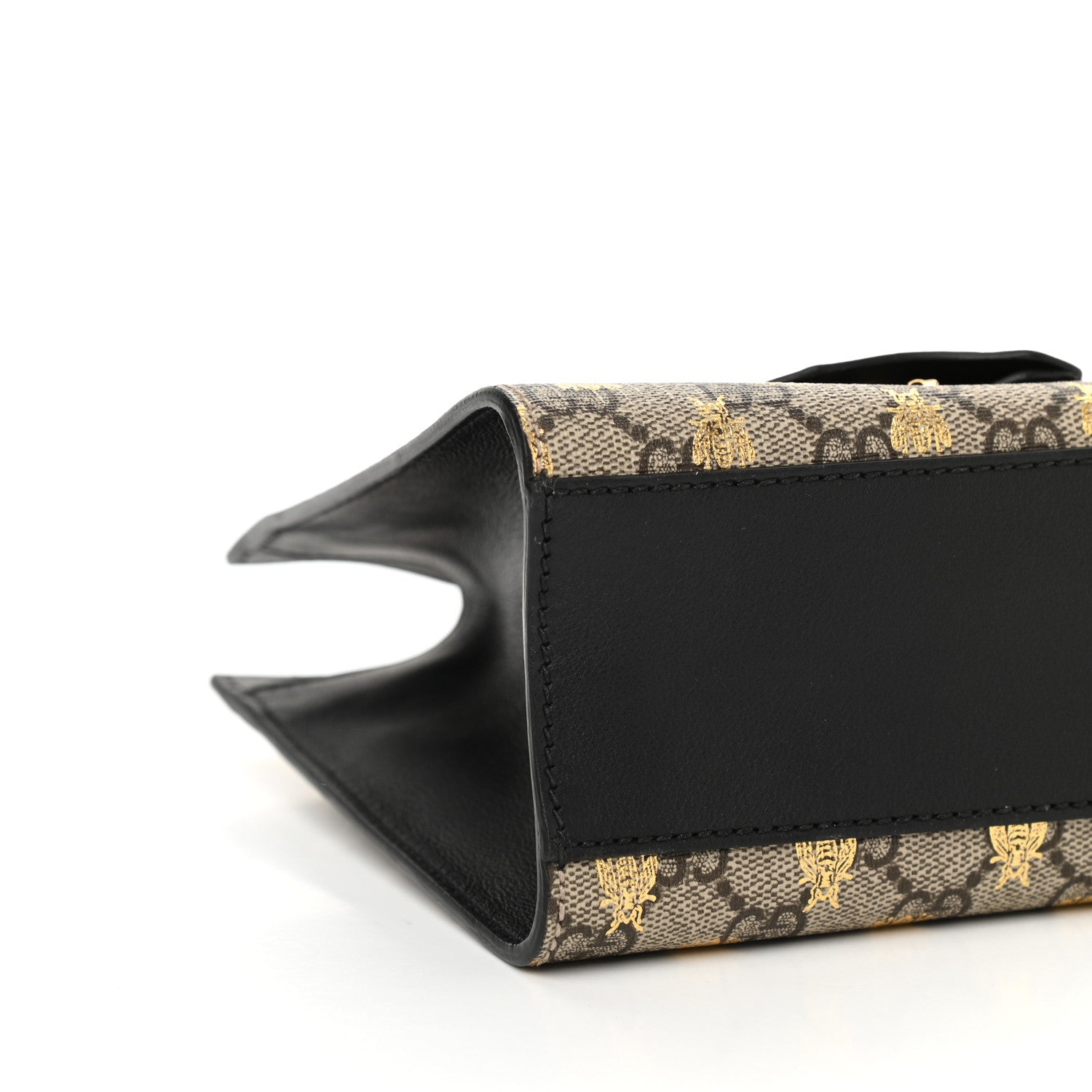 Gucci GG Supreme Monogram Bees Small Padlock Tote Beige Oro Black 9 of 10
