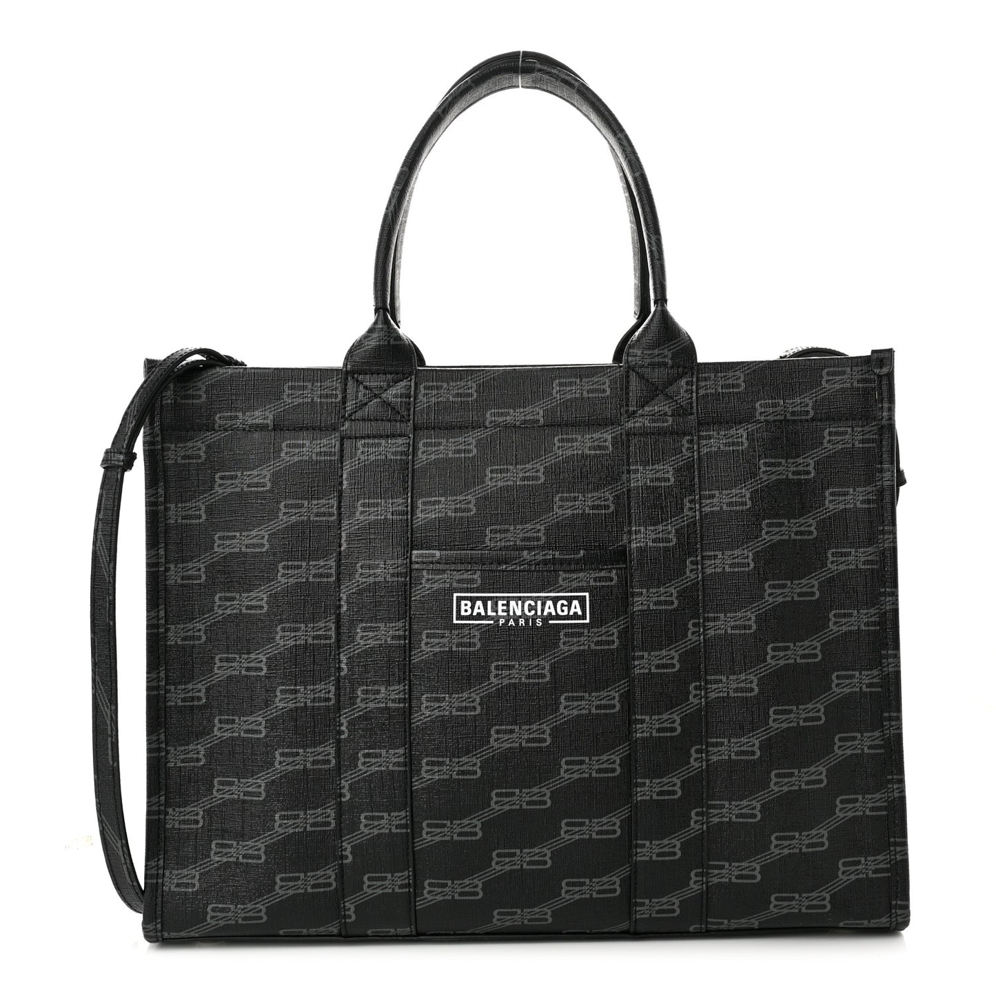 Coated Canvas BB Monogram Hardware Tote Black White