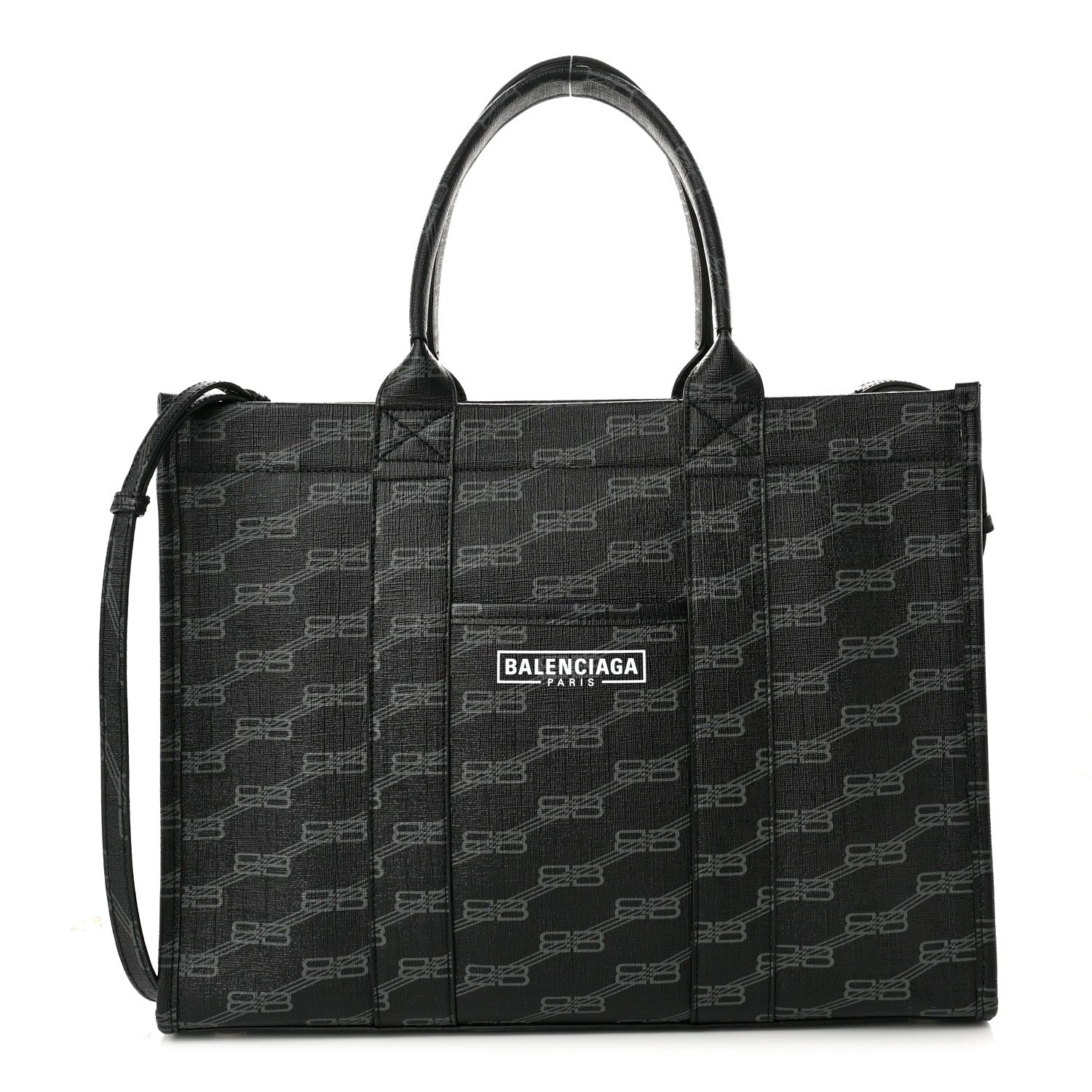 Balenciaga Coated Canvas BB Monogram Hardware Tote Black White 1 of 9