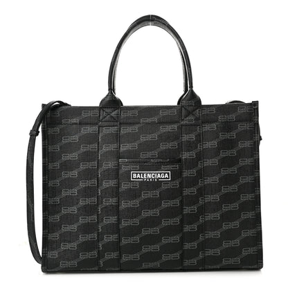 Balenciaga Coated Canvas BB Monogram Hardware Tote Black White 1 of 9