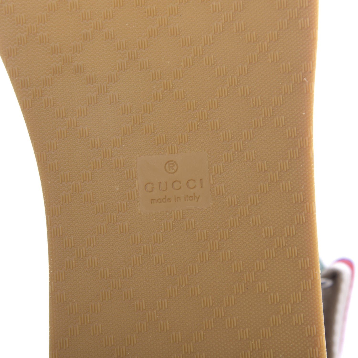 Gucci Nylon Stripe Logo Sylvie Web Platform Slingback Sandals 41 Green Red Ecru 7 of 8