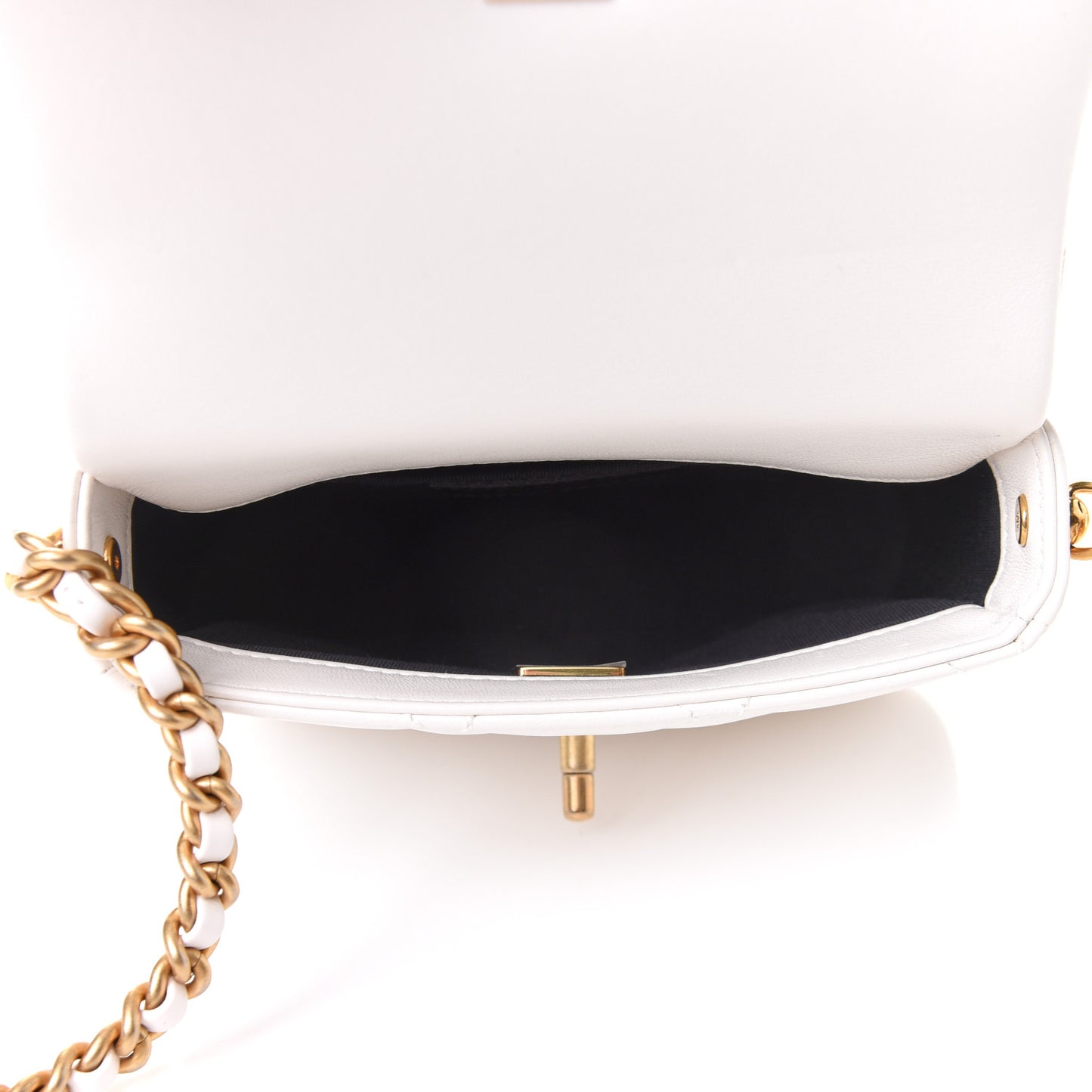 Lambskin Quilted Mini Side Note Flap White