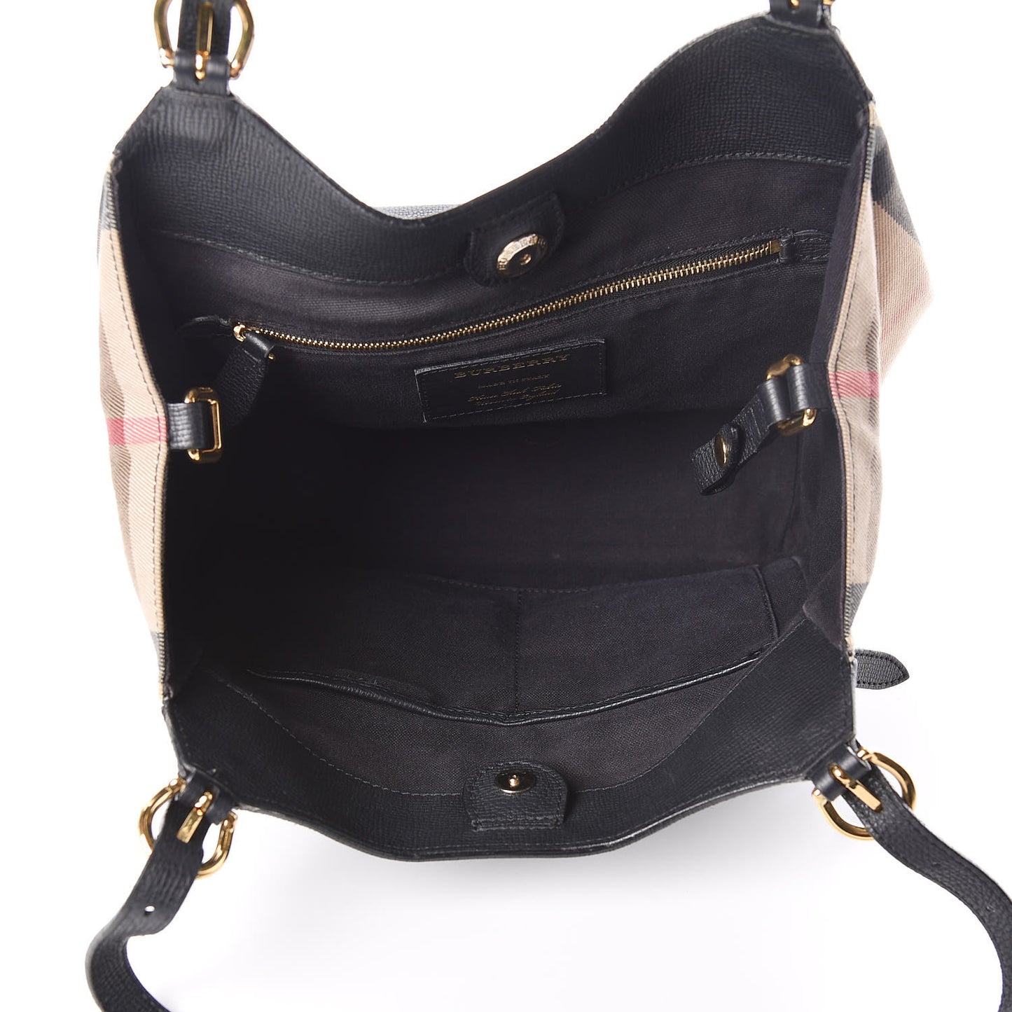 Grainy Calfskin House Check Small Canterbury Black