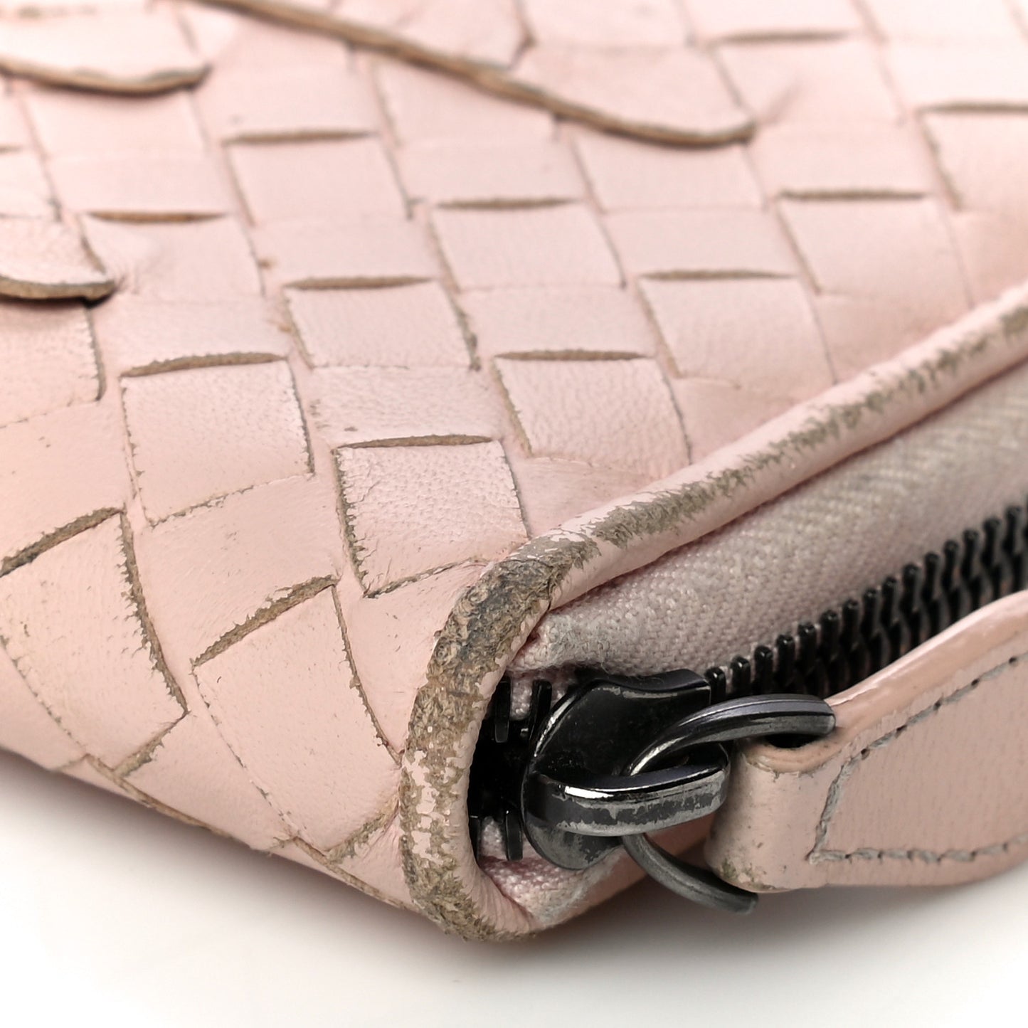Nappa Intrecciato Zip Around Wallet Petal Pink