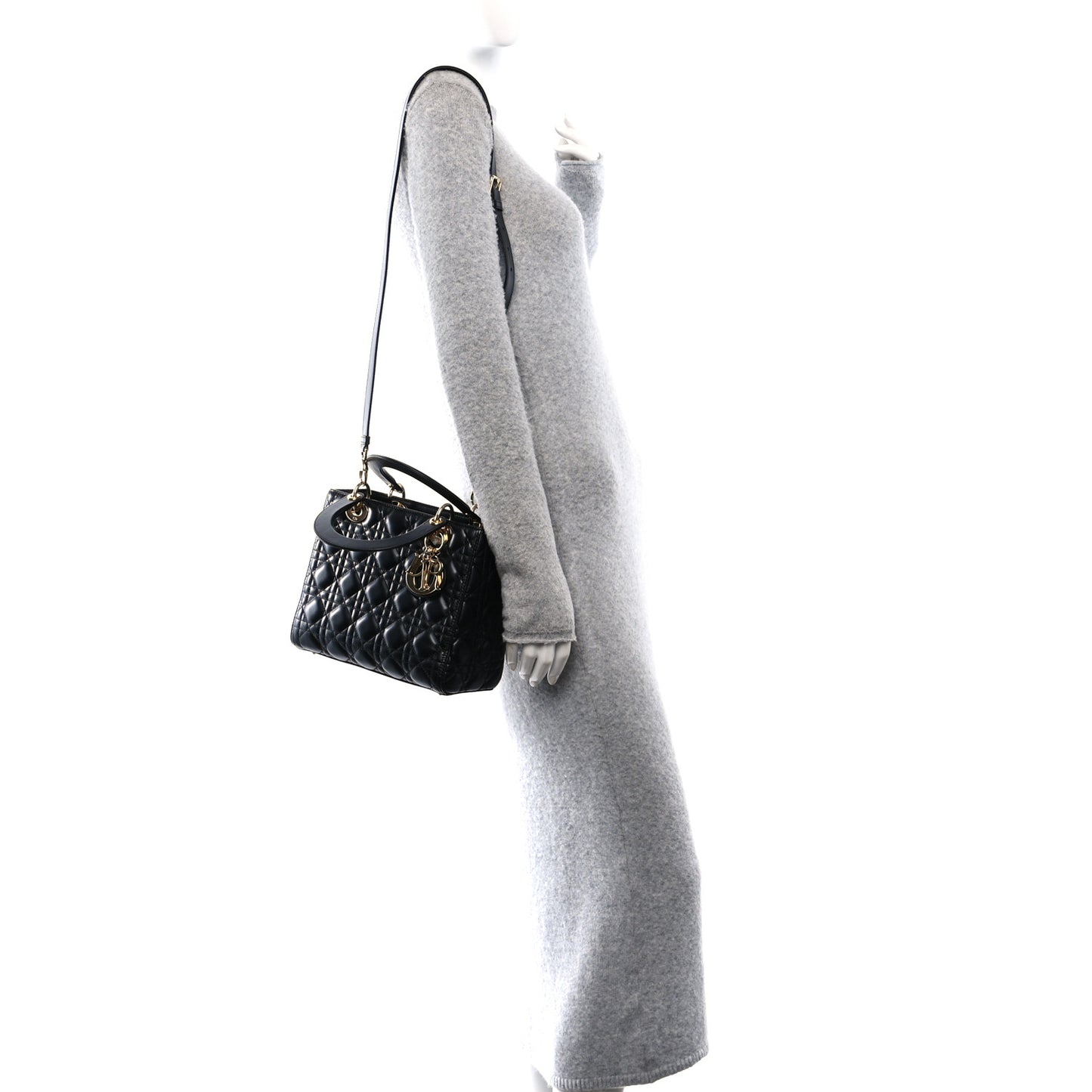 Lambskin Cannage Medium Lady Dior Black