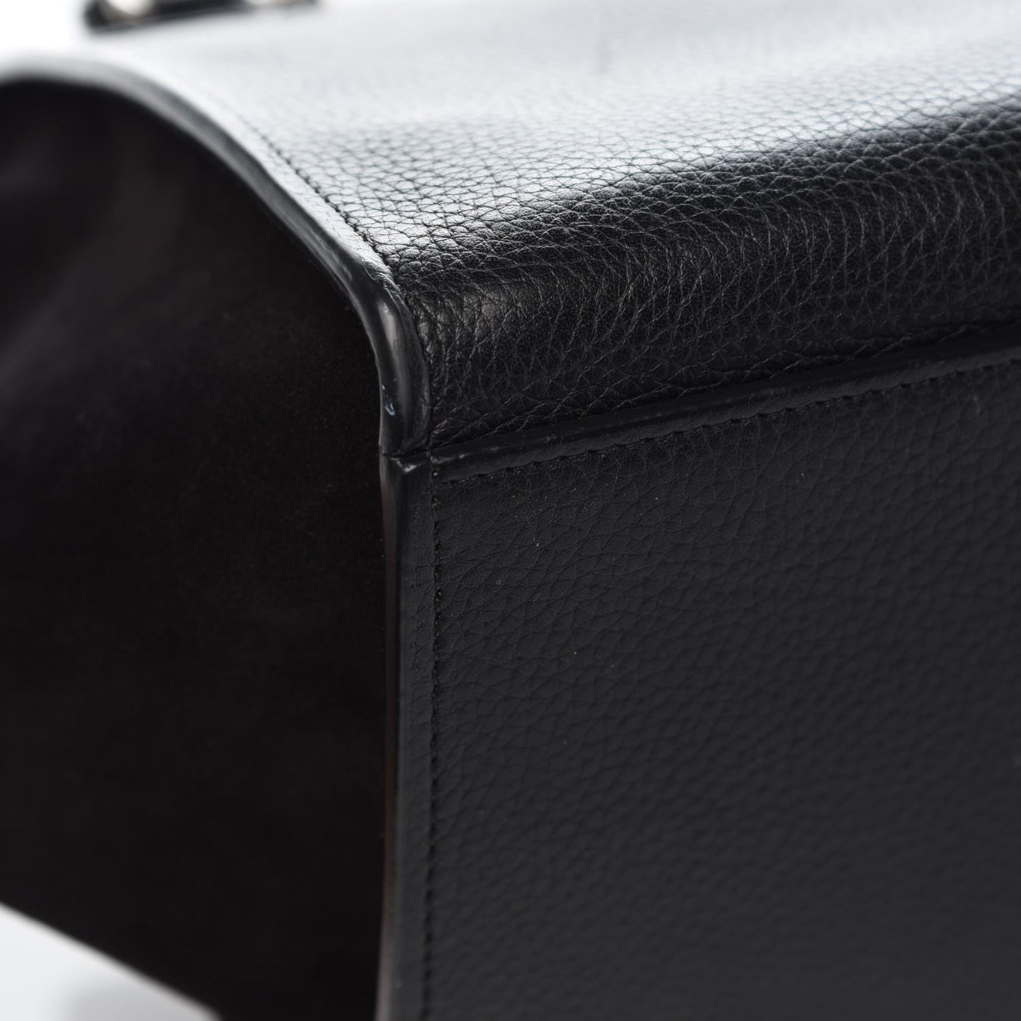 Drummed Calfskin Suede Small Trapeze Black