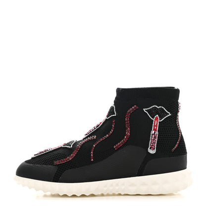 Valentino Garavani Body Tech Knit Embroidered High Top Sneakers 35 Black 1 of 9
