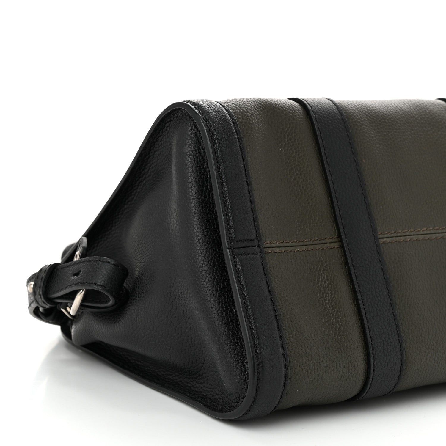 Alexander McQueen Pebbled Calfskin Small Skull Padlock Zip Around Tote Military Green Black 9 of 10