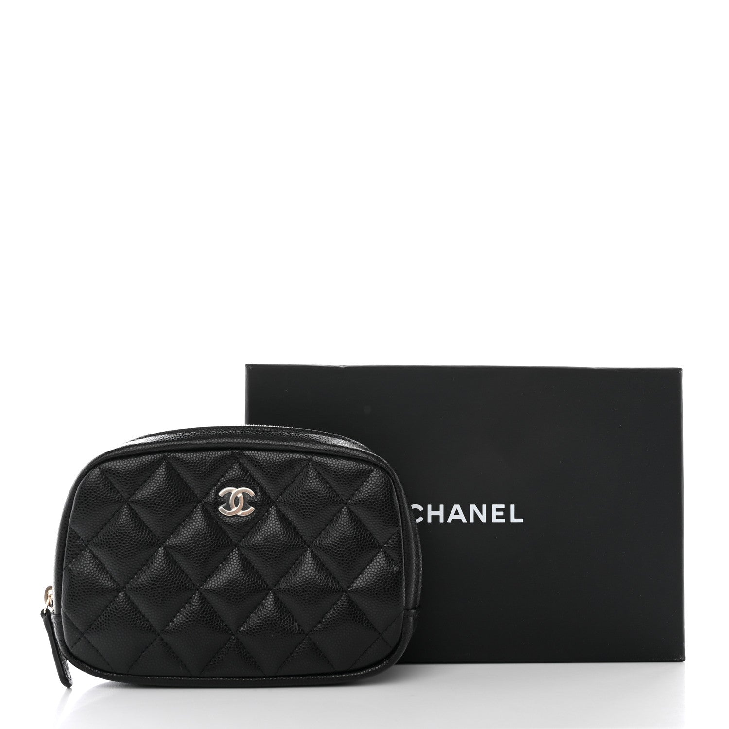 Chanel Caviar Quilted Curvy Pouch Cosmetic Case Black 8 of 8
