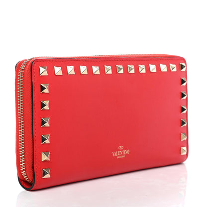 Valentino Garavani Calfskin Rockstud Zip Around Wallet Deep Orange 2 of 4