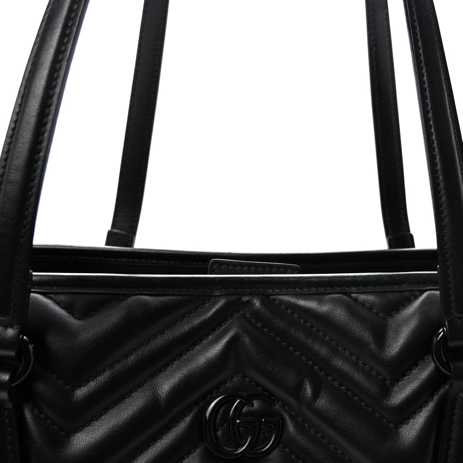 Gucci Calfskin Matelasse Monochrome Large GG Marmont Tote Bag Black 8 of 10