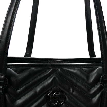 Gucci Calfskin Matelasse Monochrome Large GG Marmont Tote Bag Black 8 of 10