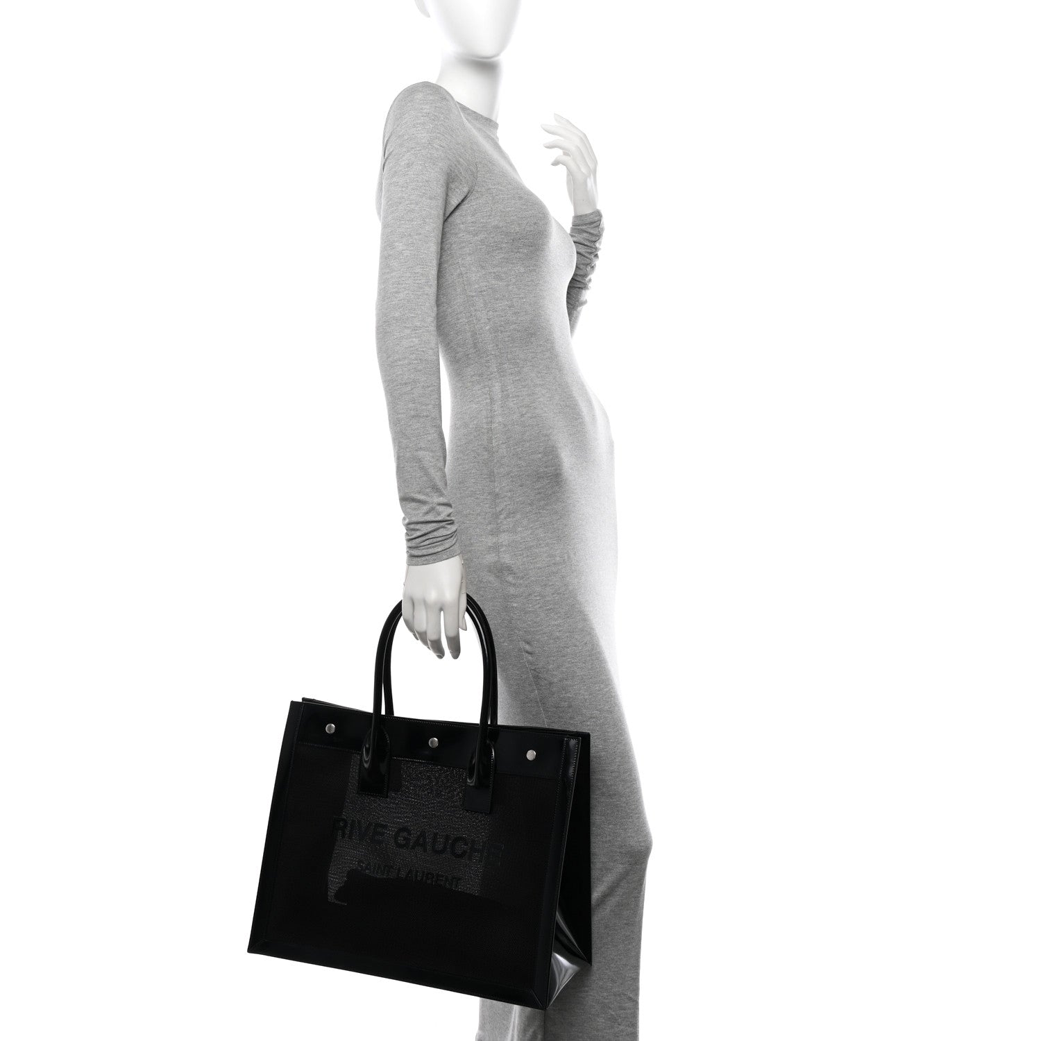 Saint Laurent Mesh Patent Rive Gauche Tote Black 2 of 11