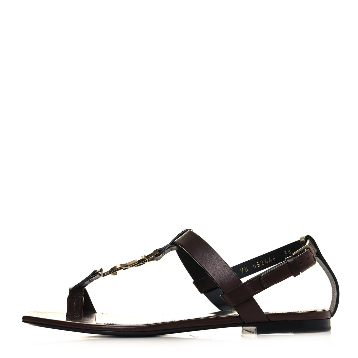 Calfskin Cassandra Monogram Sandals 38 Brown