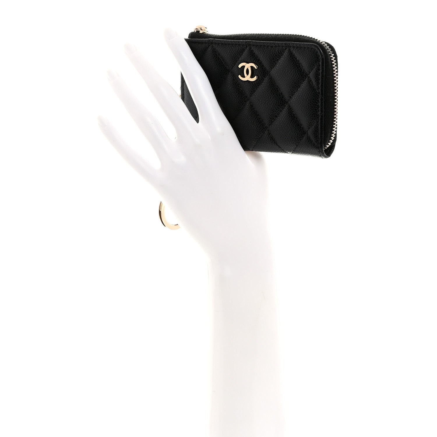 Chanel Caviar Quilted Zipped Key Holder Case Black 2 of 8