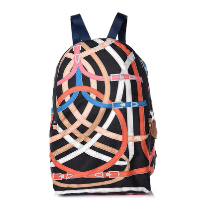 Hermes Silk Barenia Cavalcadour Airsilk Backpack Black Bleu Marine Fauve 1 of 8