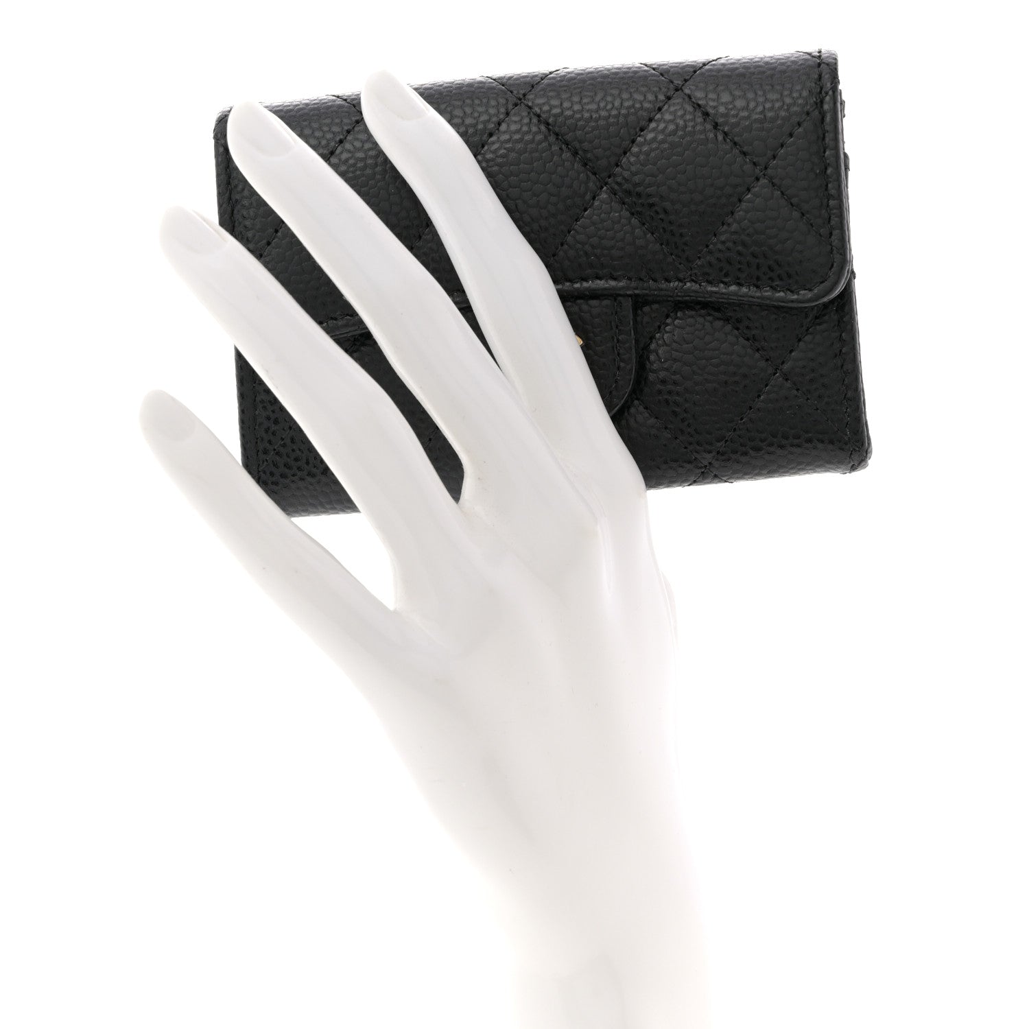 Chanel Caviar Quilted Flap Card Holder Wallet Black 2 of 9