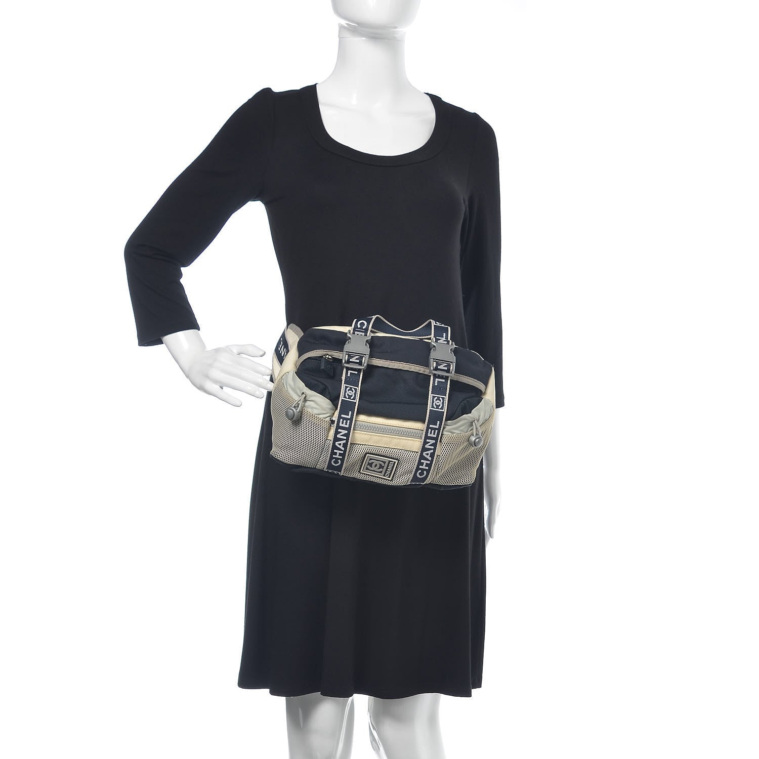 Chanel Nylon Mesh Sport Belt Bag Navy White 2 of 12