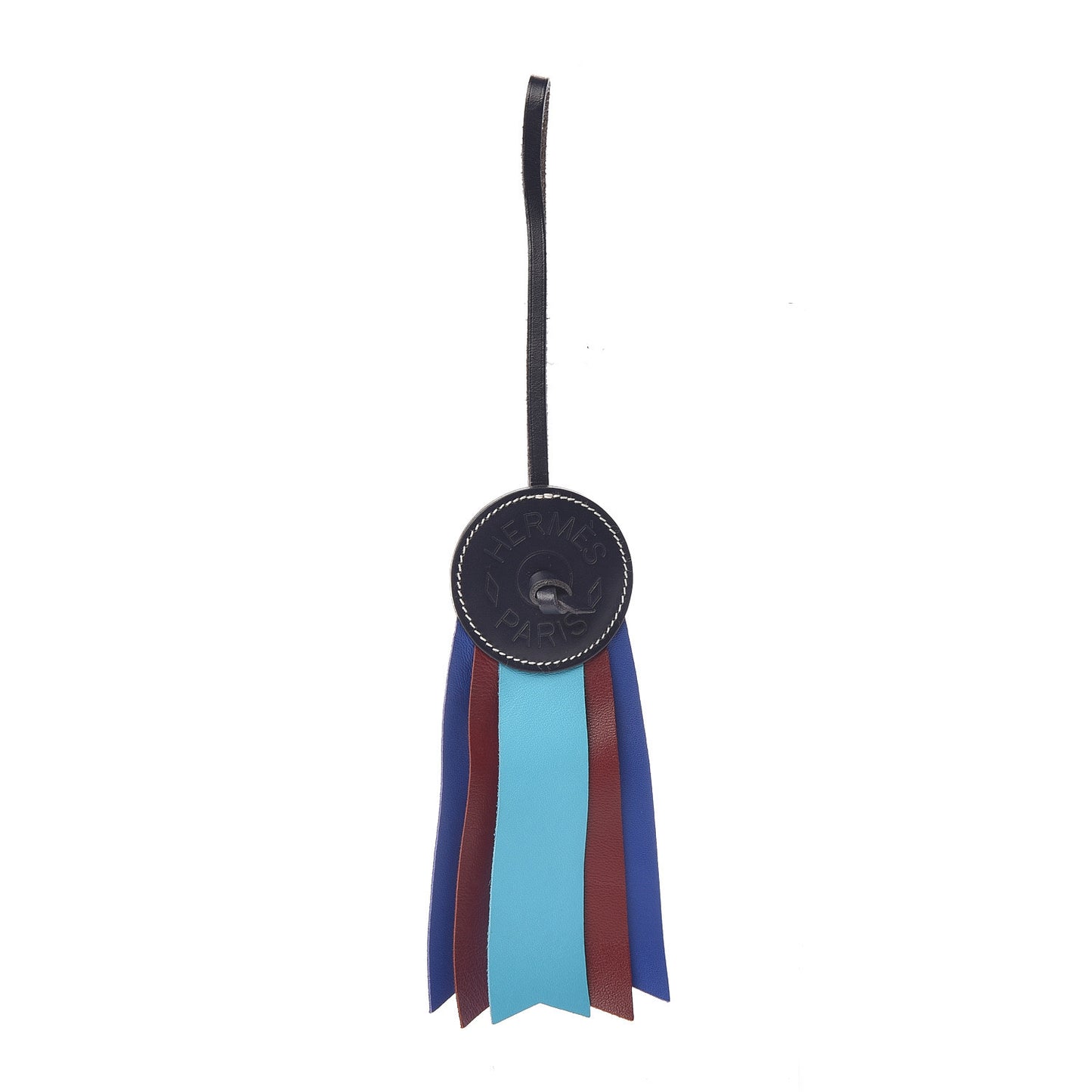 Hunter Cowhide Milo Lambskin Paddock Flot Bag Charm Bleu Electrique Rouge H Blue Jean Bleu Azteque