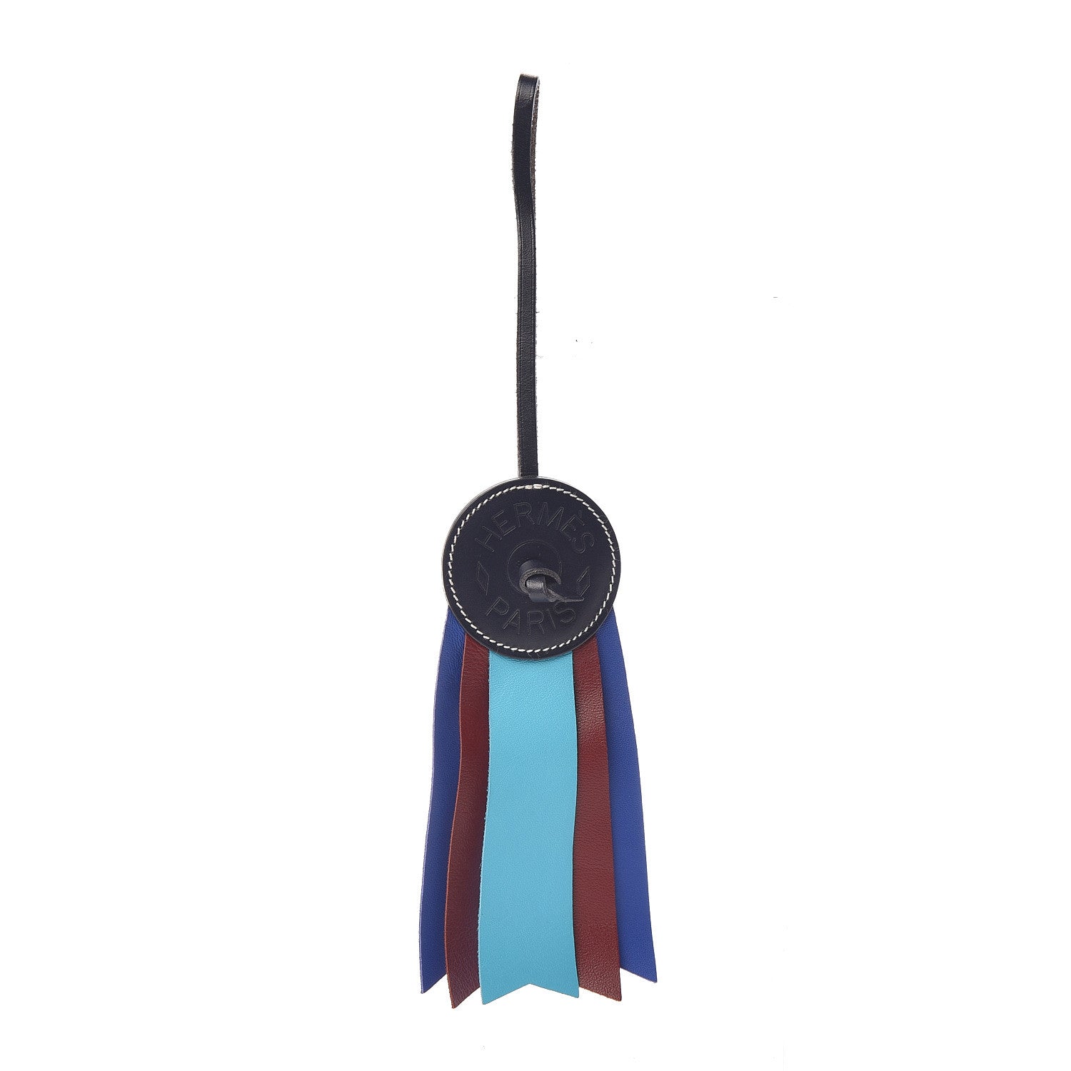 Hermes Hunter Cowhide Milo Lambskin Paddock Flot Bag Charm Bleu Electrique Rouge H Blue Jean Bleu Azteque 1 of 5