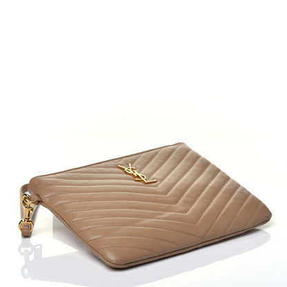 Saint Laurent Calfskin Matelasse Chevron Monogram A5 Wristlet Cork 4 of 7