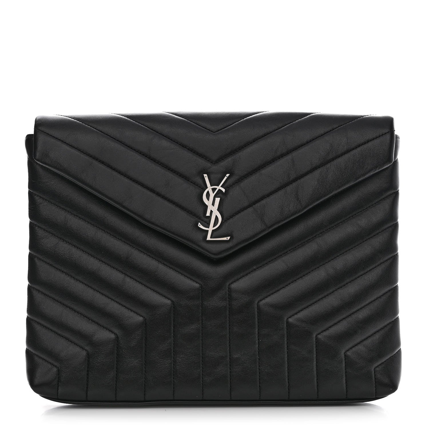 Saint Laurent Calfskin Y Quilted Monogram Loulou Document Holder Black 1 of 10