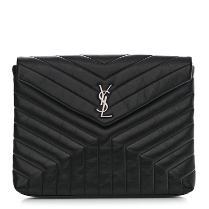Saint Laurent Calfskin Y Quilted Monogram Loulou Document Holder Black 1 of 10
