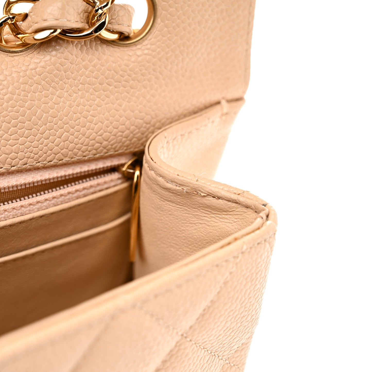 Caviar Quilted Jumbo Single Flap Beige Clair