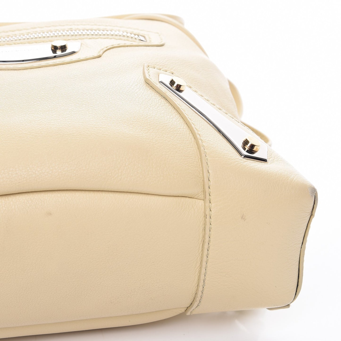 Veau Amp Plate Silver Hardware Traveler Backpack Beige Argile