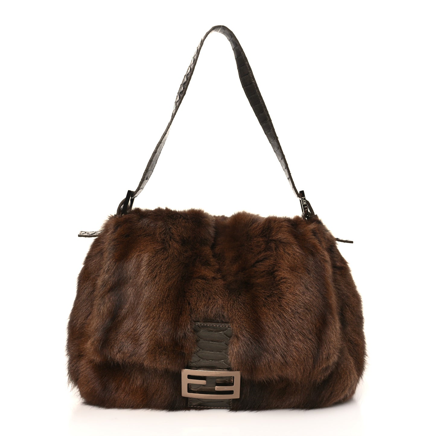Mink Fur Snakeskin Mama Baguette