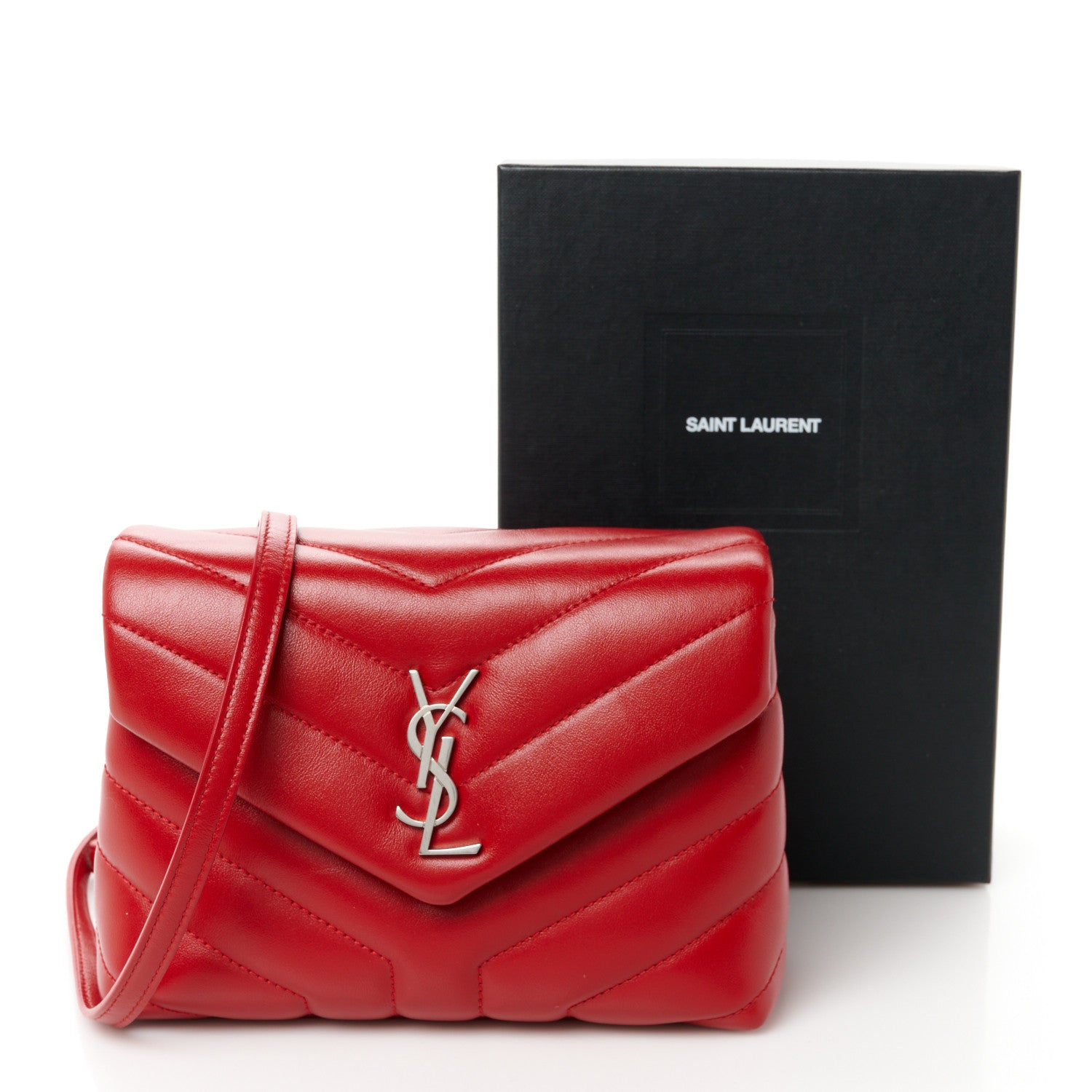 Saint Laurent Calfskin Y Quilted Monogram Toy Loulou Crossbody Bag Rouge Eros 12 of 12