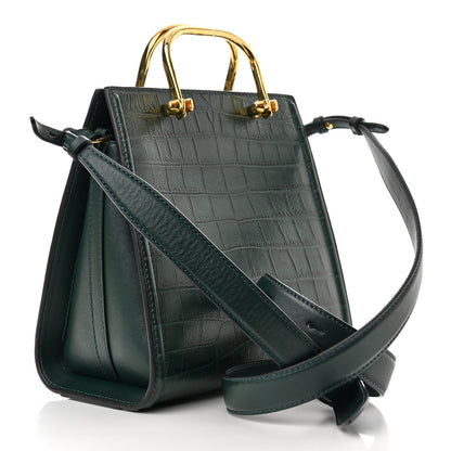 Alexander McQueen Crocodile Embossed Calfskin The Short Story Shoulder Bag Black 3 of 11