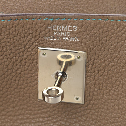 Hermes Togo Eclat Kelly Retourne 35 Etoupe Bleu Azteq 9 of 14